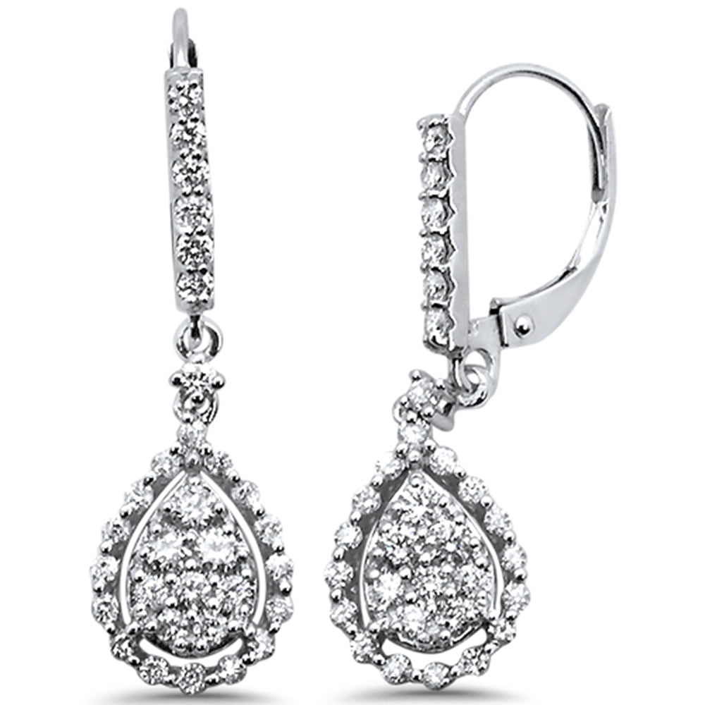 ''SPECIAL!.95ct F SI 14K White Gold Micro Pave Pear Shape Drop Dangle Diamond EARRINGS''