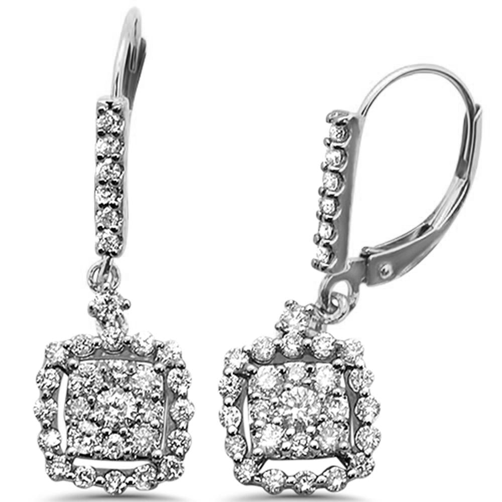 ''SPECIAL!.98cts 14k White Gold DIAMOND Drop Dangle Hoop Earrings''