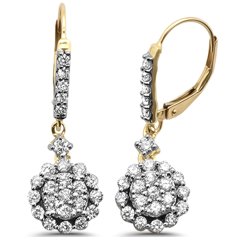 ''SPECIAL!1.05ct F SI 10K Yellow Gold Micro Pave Drop Dangle Diamond EARRINGS''