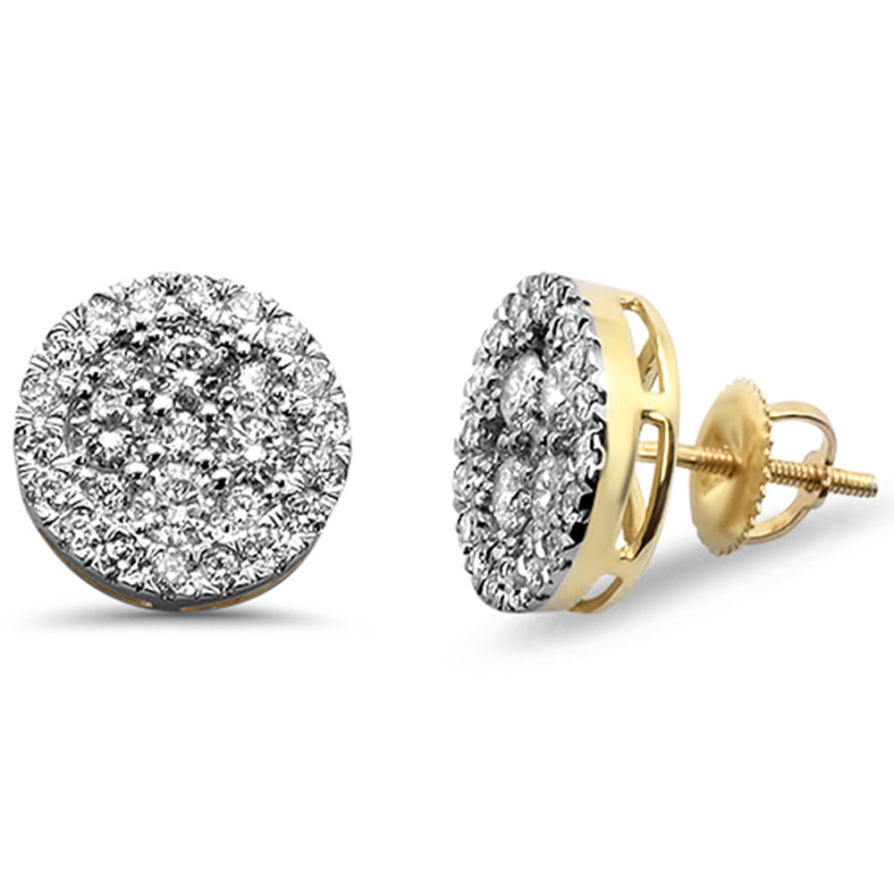 ''SPECIAL!1.51ct F SI 10K Yellow Gold Round Button Micro Pave Diamond EARRINGS''