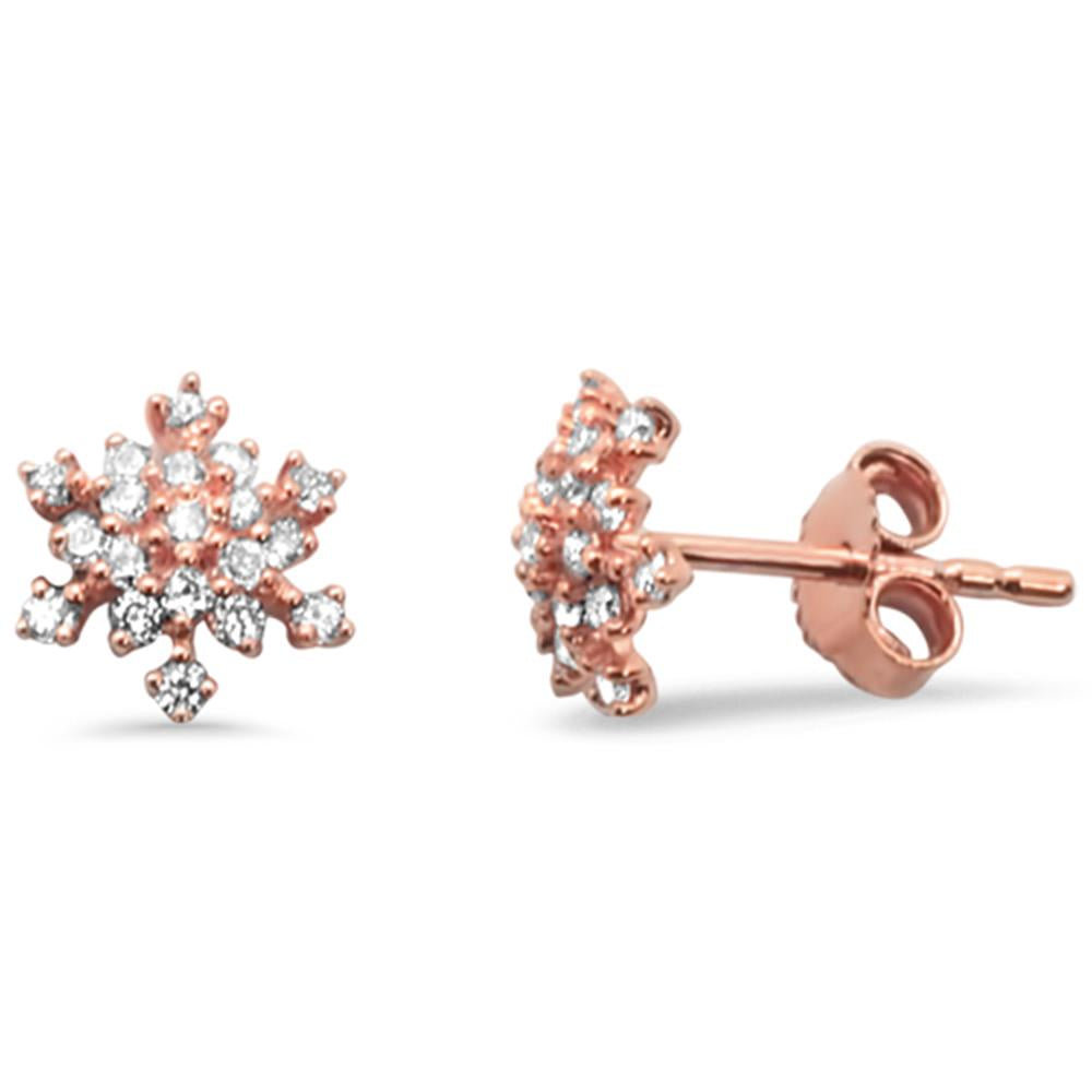 .38ct 14kt Rose Gold DIAMOND Snowflake Stud Earrings