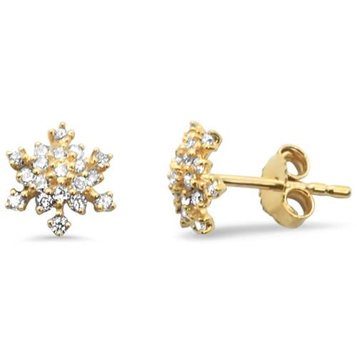 .28ct 14kt Yellow Gold Snowflake Round Diamond STUD EARRINGS