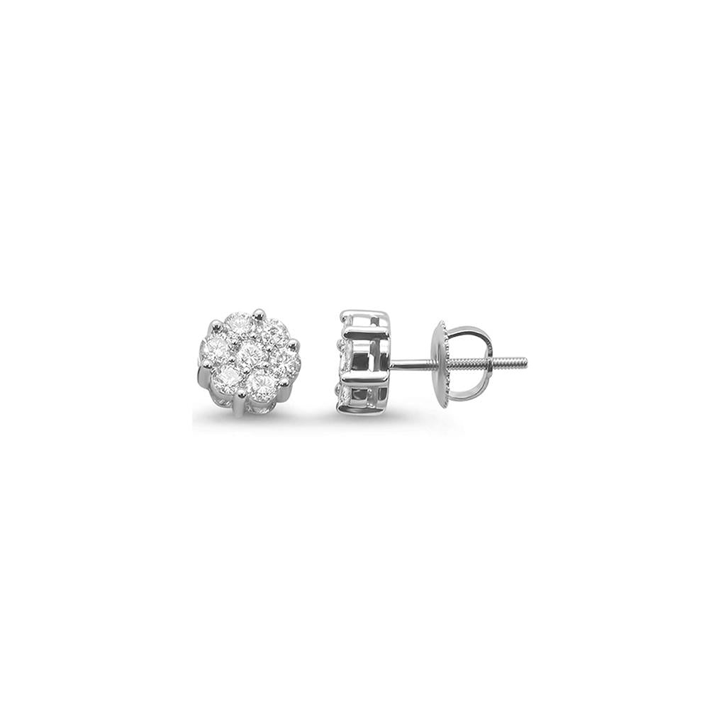 .25ct 14k White GOLD Round Diamond Cluster Stud Earrings