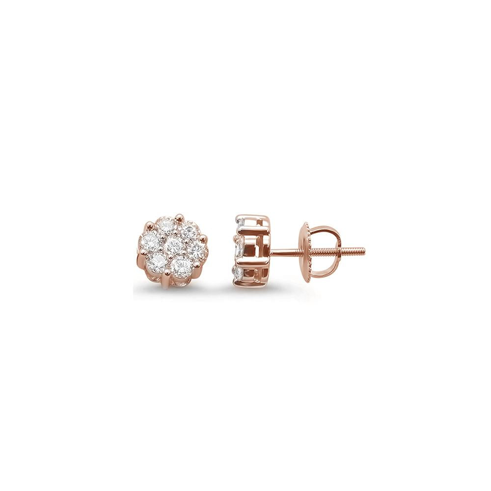 .25ct 14k Rose Gold Round Diamond Cluster Stud EARRINGS