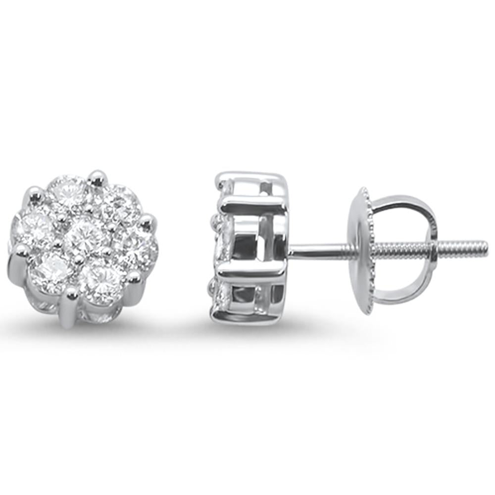 ''SPECIAL!1.00ct 14k White Gold Round DIAMOND Cluster Stud Earrings''