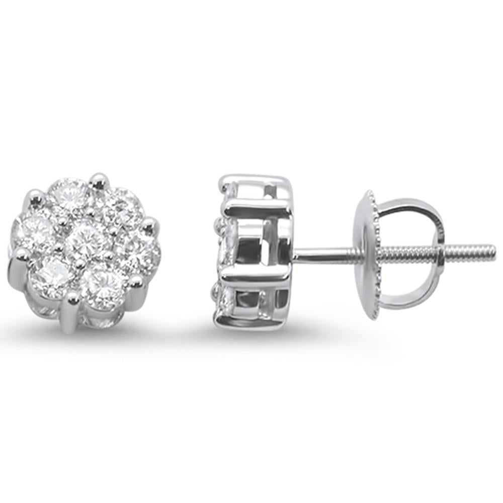 ''SPECIAL!1.00ct 14k White Gold Round Diamond Cluster Stud EARRINGS''
