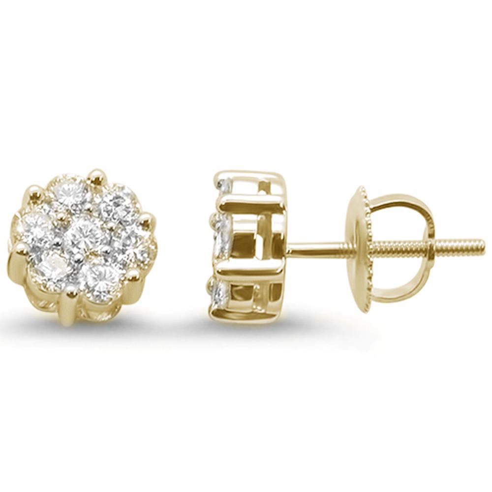 ''SPECIAL!.94ct 14k Yellow Gold Round Diamond Cluster Stud EARRINGS''