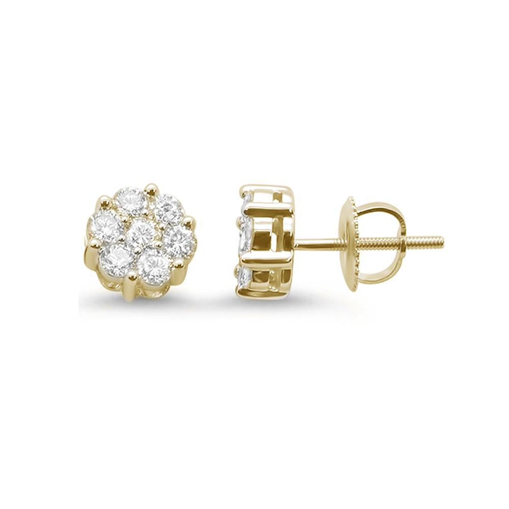 .51ct 14k Yellow GOLD Round Diamond Cluster Stud Earrings