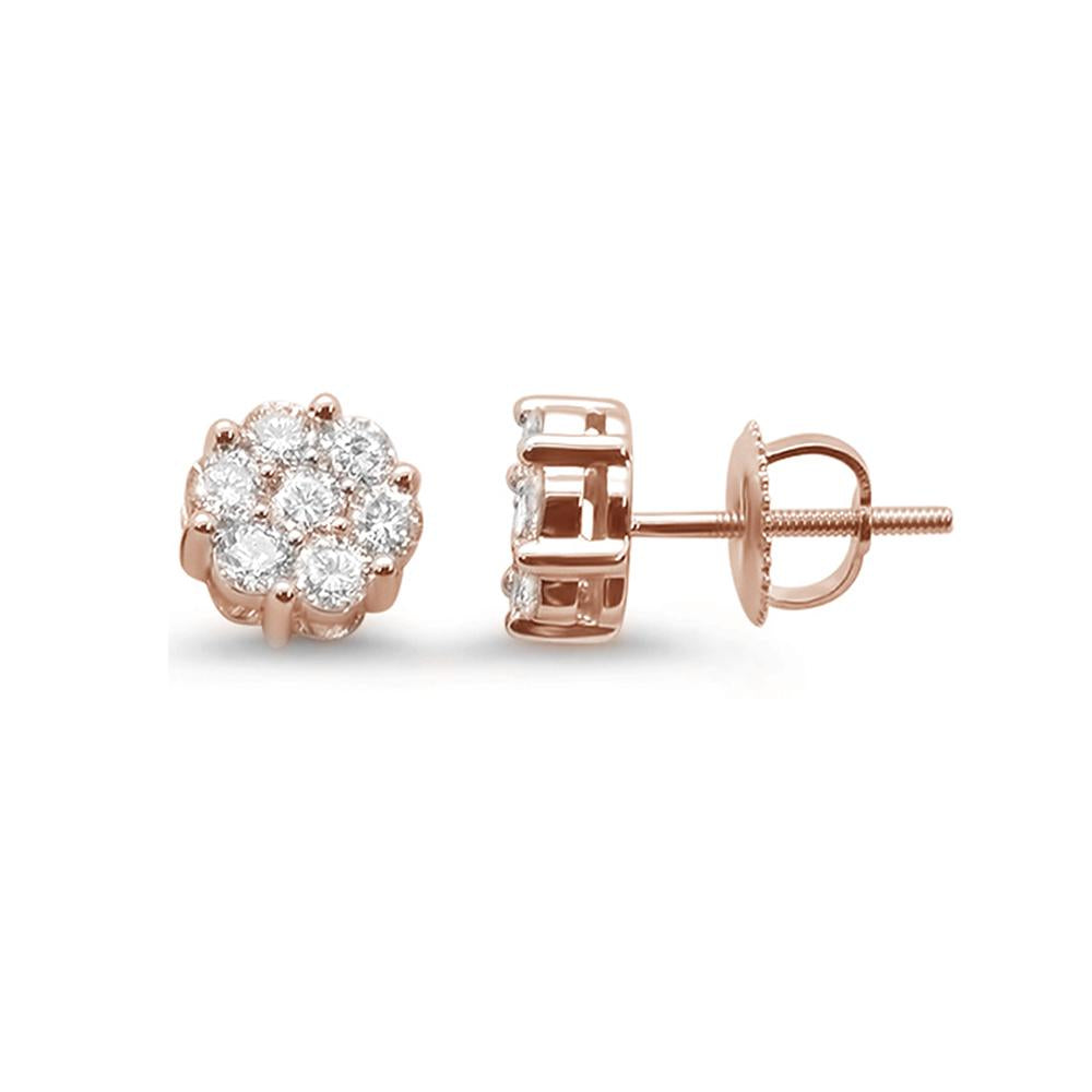 .51ct 14k Rose GOLD Round Diamond Cluster Stud Earrings