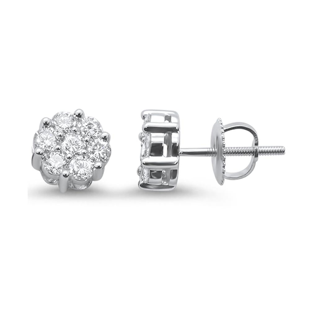 ''SPECIAL!.76ct 14k White Gold Round Diamond Cluster Stud EARRINGS''