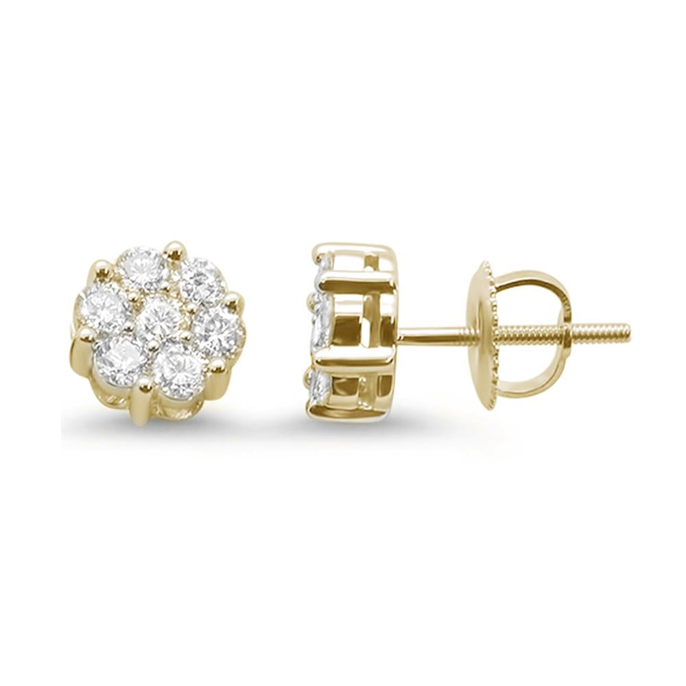 ''SPECIAL!.74ct 14k Yellow GOLD Round Diamond Cluster Stud Earrings''
