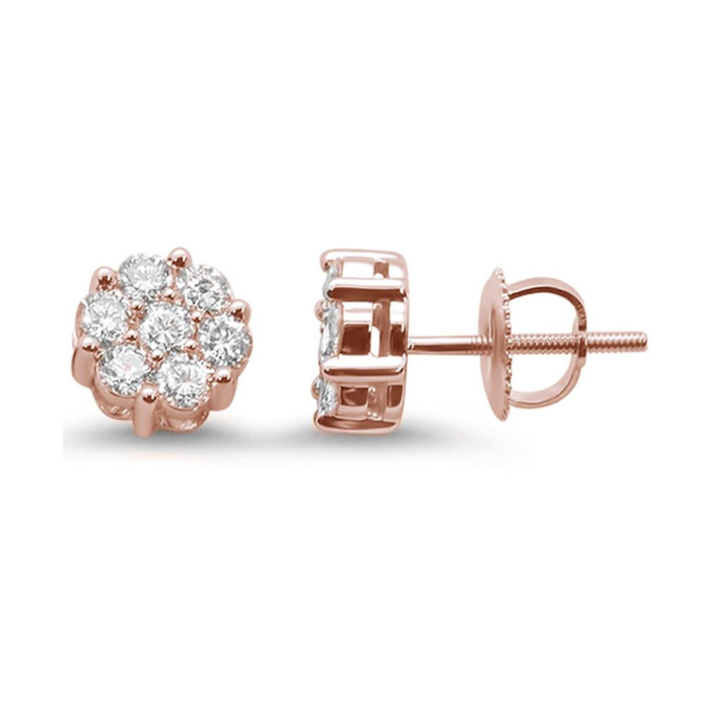 ''SPECIAL!.74ct 14k Rose Gold Round Diamond Cluster Stud EARRINGS''