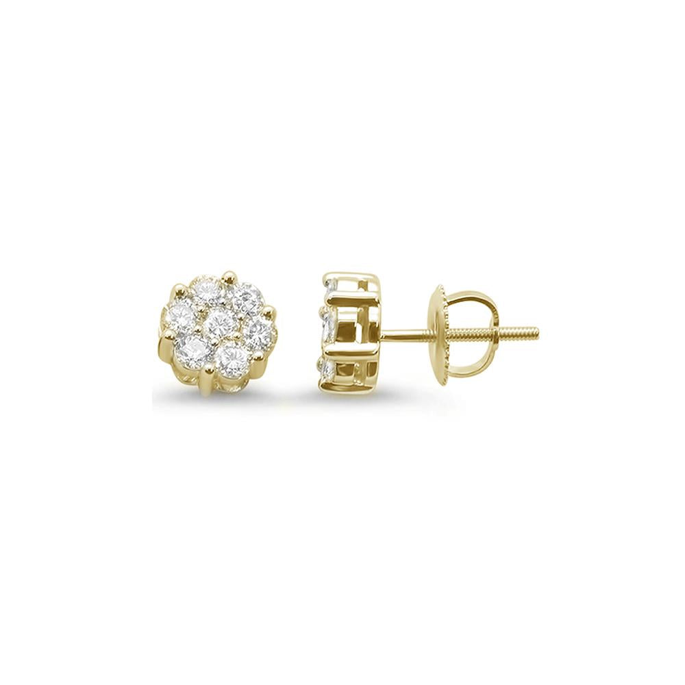 .33ct 14k Yellow Gold Round DIAMOND Cluster Stud Earrings