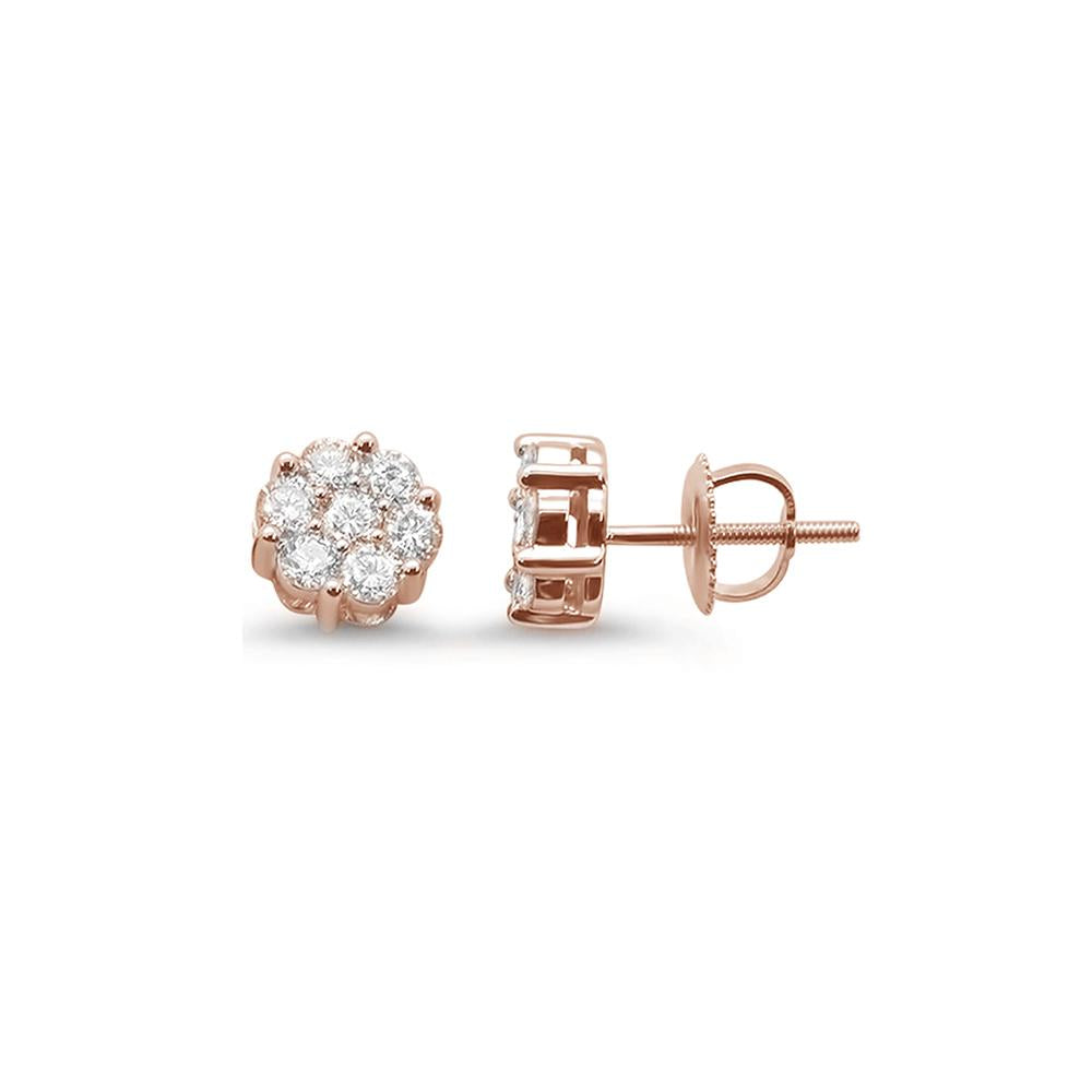 .35ct 14k Rose Gold Round Diamond Cluster STUD EARRINGS