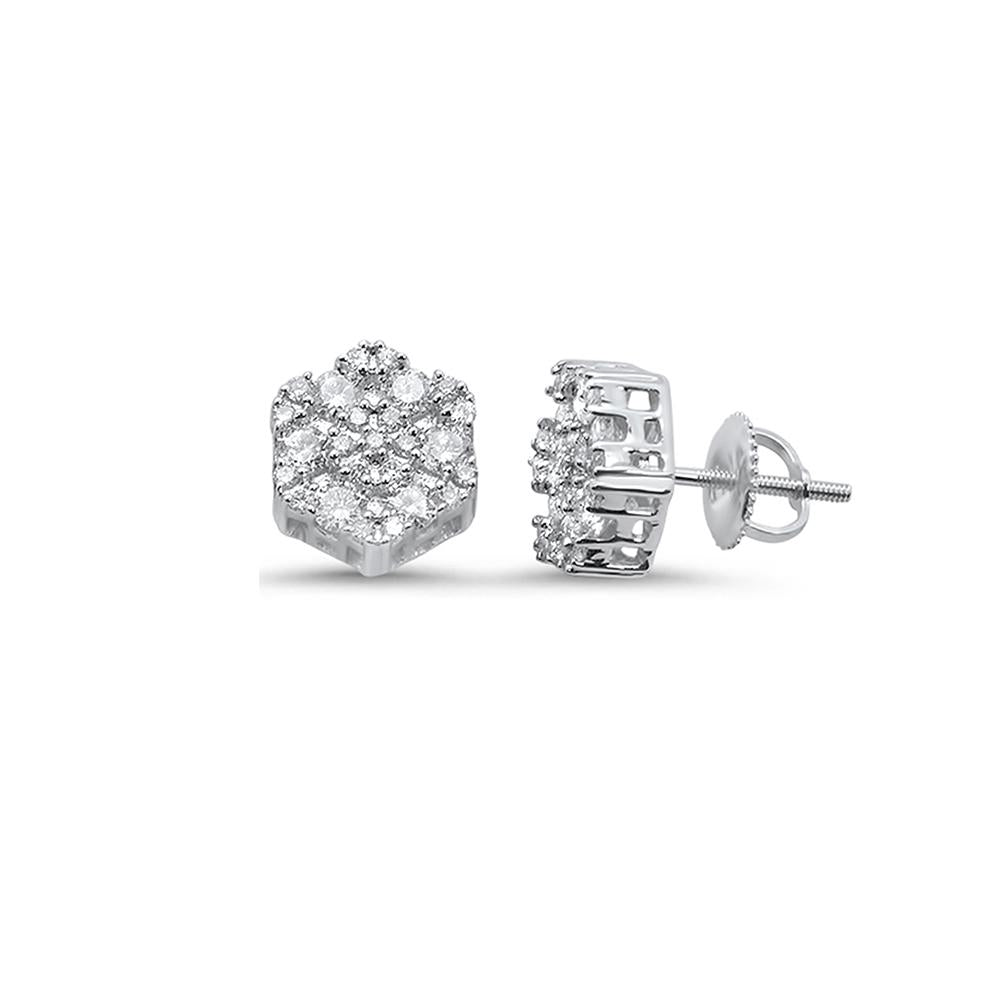 .27ct 10k White Gold Round DIAMOND Stud Earrings