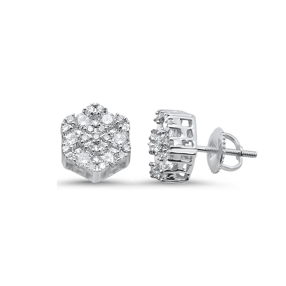 ''SPECIAL!.48ct 10k White Gold Round Diamond Cluster Stud EARRINGS''