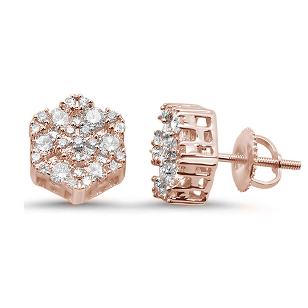 ''SPECIAL!.54ct 10K Rose GOLD Round Diamond Stud Snowflake Earrings''