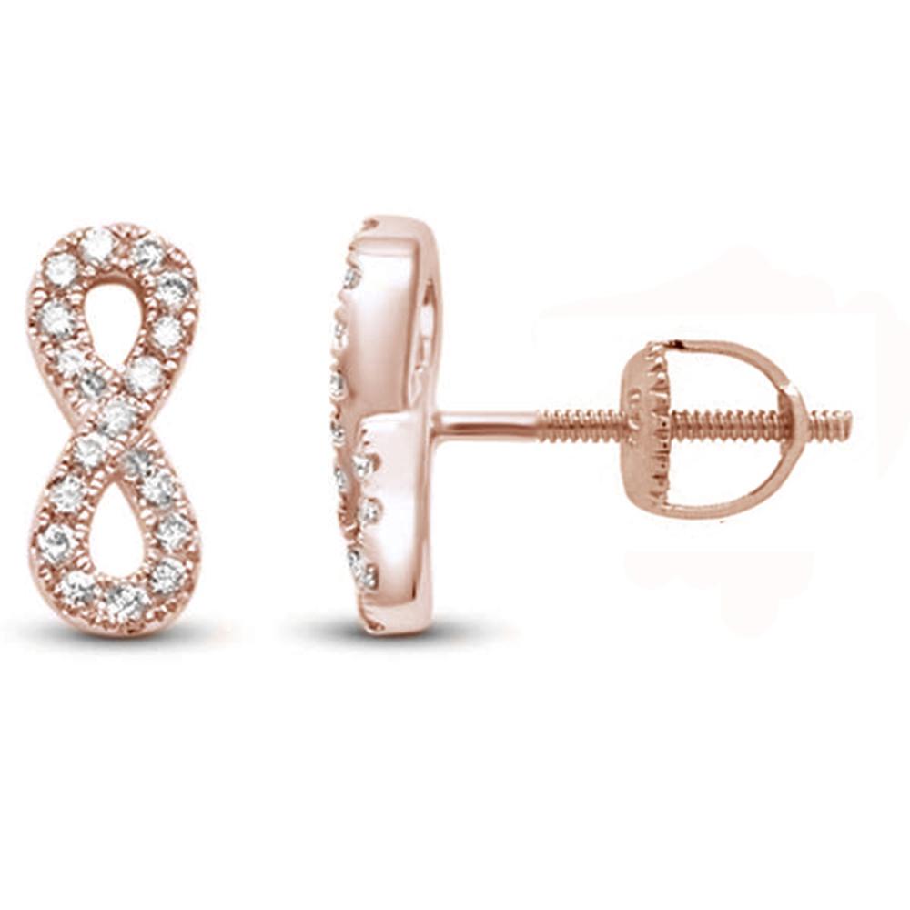 DIAMOND  CLOSEOUT!  .17ct 14k Rose Gold Diamond Infinity Design Earrings