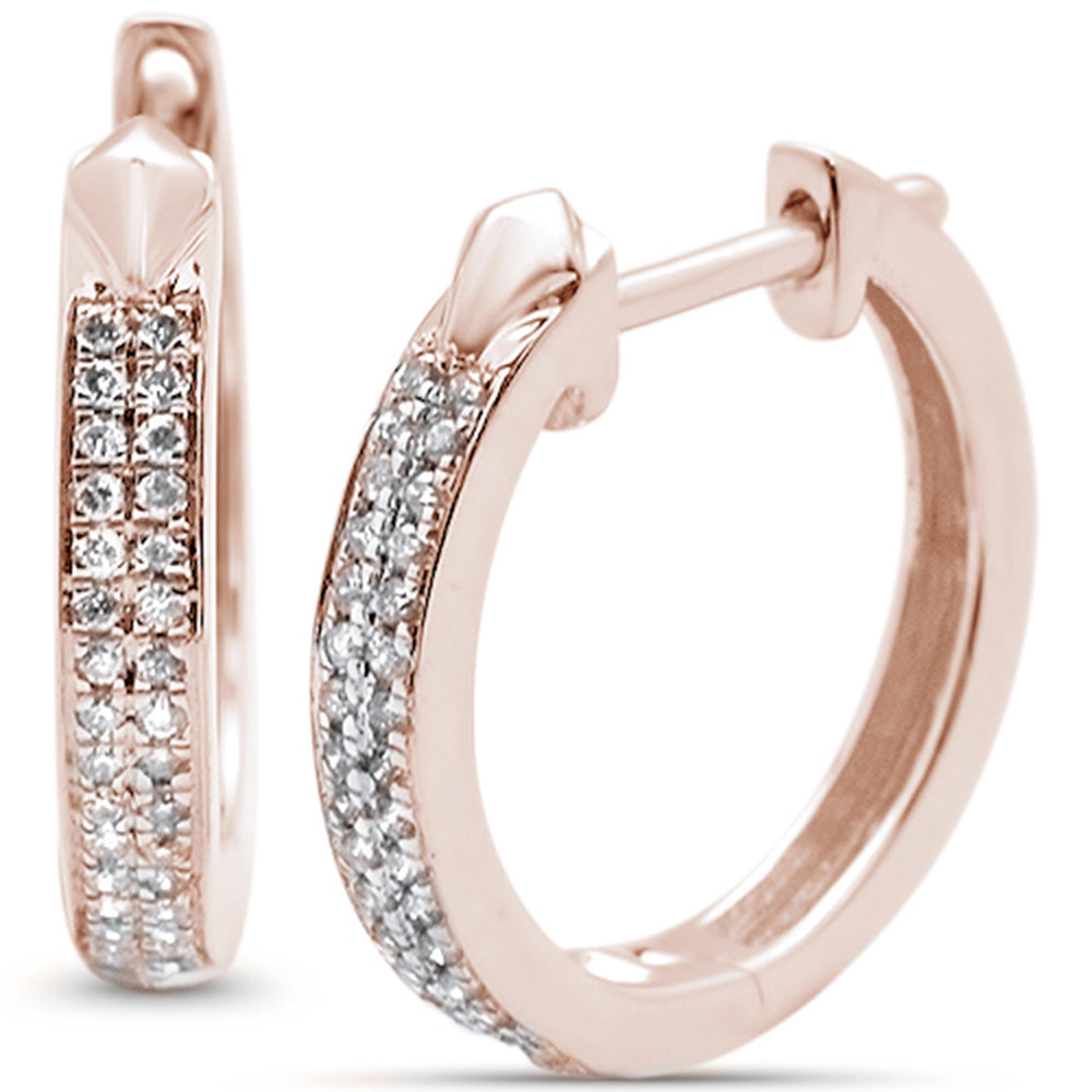 .16ct 10k Rose Gold Diamond HOOP Huggie EARRINGS