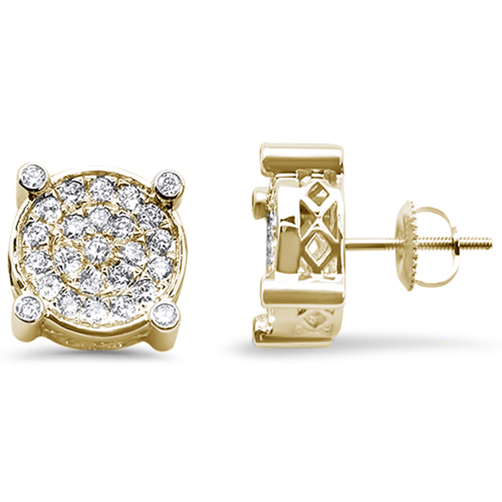 ''SPECIAL!1.12cts 10k Yellow GOLD Round Micro Pave Diamond Stud Earrings''
