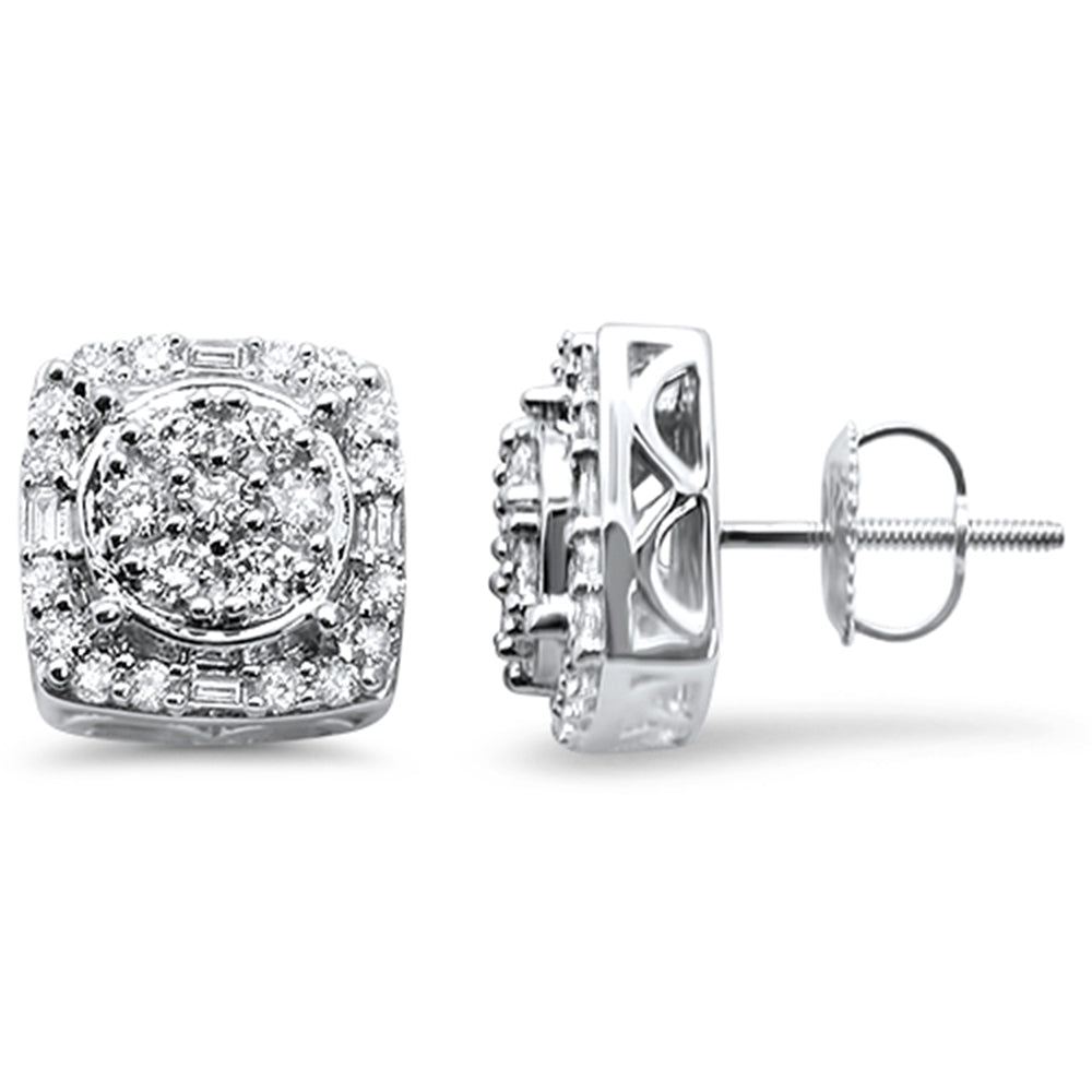 ''SPECIAL!1.05cts 10k White gold Square Micro Pave Diamond STUD EARRINGS''