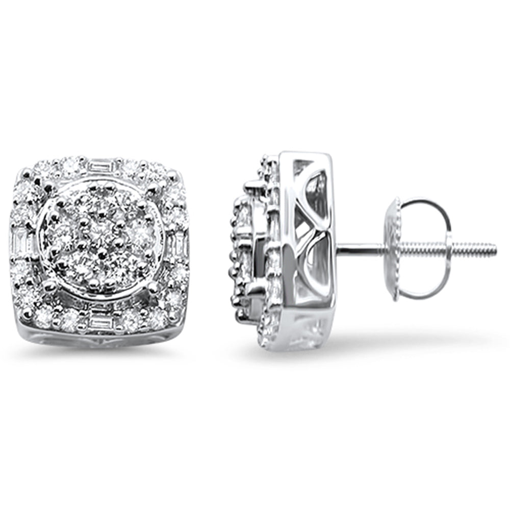 ''SPECIAL!1.05cts 10k White gold Square Micro Pave DIAMOND Stud Earrings''