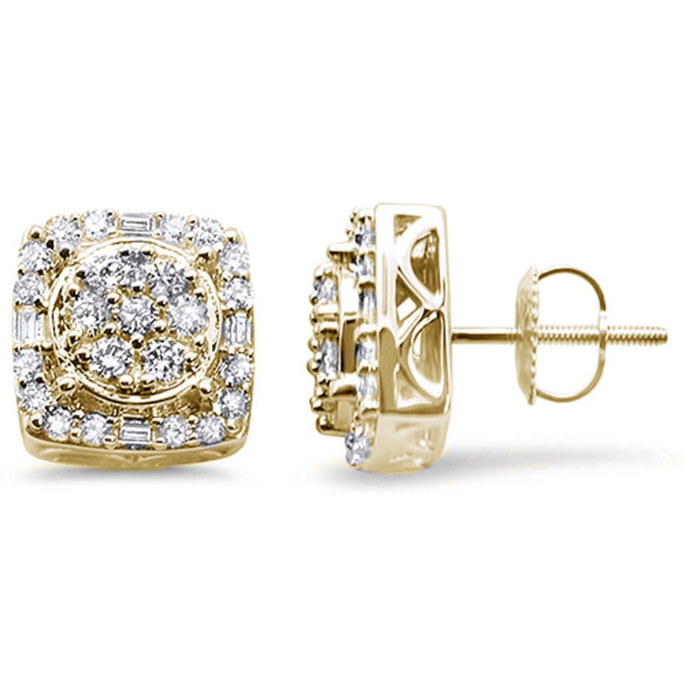 ''SPECIAL!1.07cts 10k Yellow Gold Square Micro Pave Diamond Stud EARRINGS''