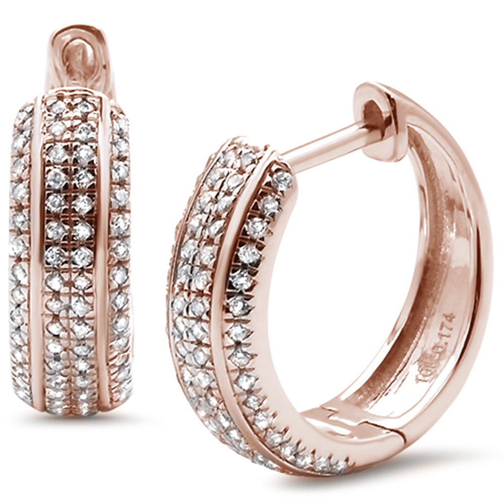 ''SPECIAL! .36ct 10k Rose Gold Micro Pave Diamond Hoop Huggie EARRINGS''