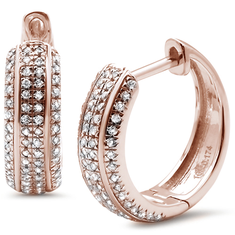 ''SPECIAL! .36ct 10k Rose GOLD Micro Pave Diamond Hoop Huggie Earrings''