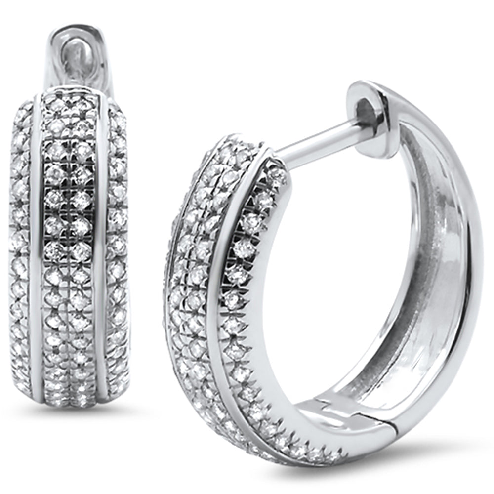 ''SPECIAL! .35ct 10k White Gold Diamond Micro Pave Hoop Huggie EARRINGS''