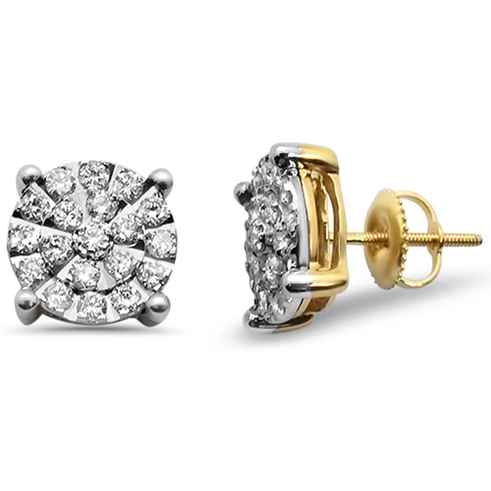 ''SPECIAL!.97ct 14k Yellow Gold Round DIAMOND Micro Pave Stud Earrings''