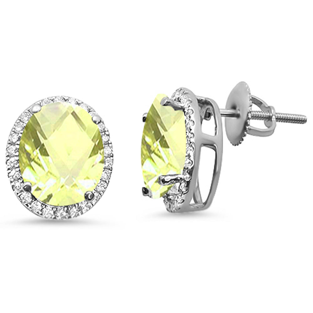 GEMSTONE CLOSEOUT  5.21ct Oval Lemon 10k White Gold Halo Stud DIAMOND Earrings