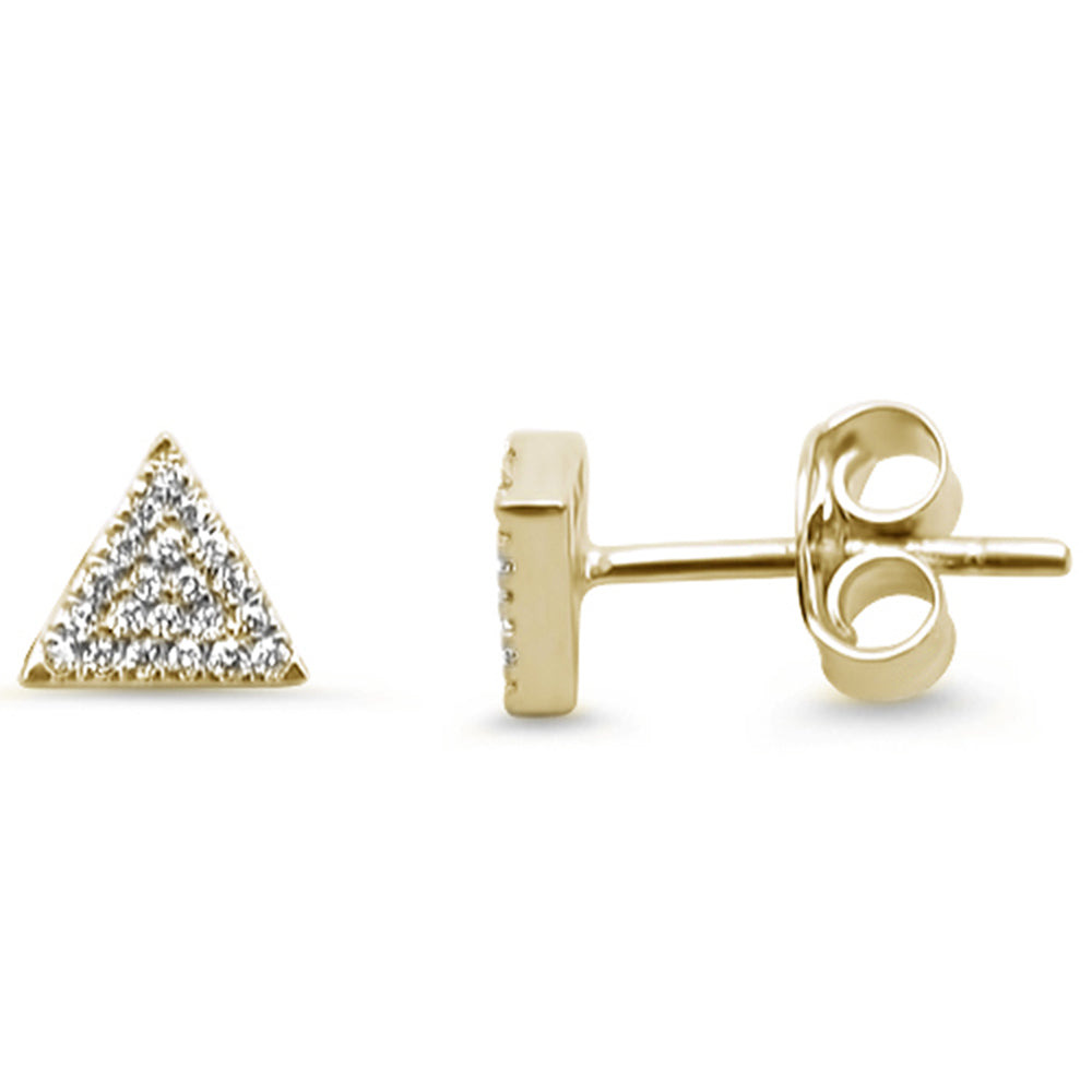 .09ct 14kt Yellow GOLD Triangle Diamond Stud Earrings