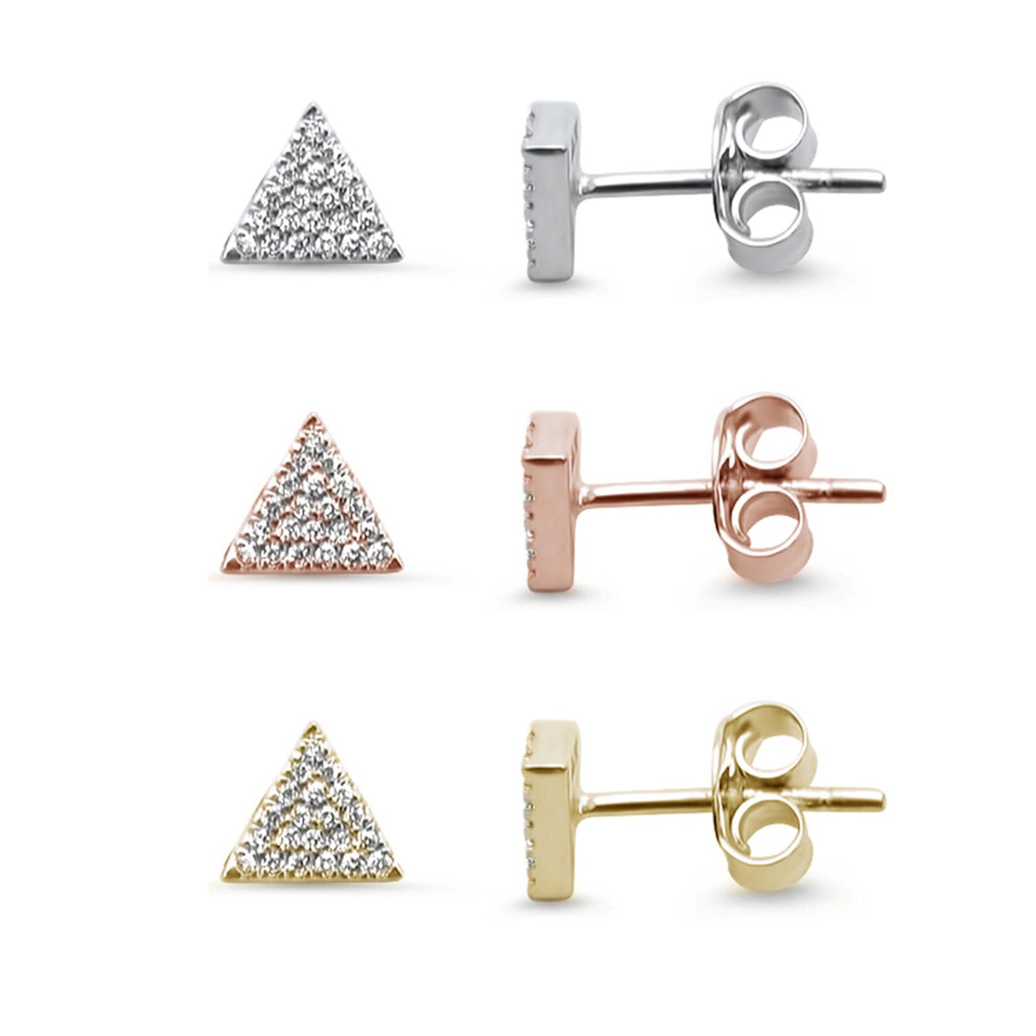 ''SPECIAL! .09ct 14kt Gold Triangle Diamond STUD EARRINGS''