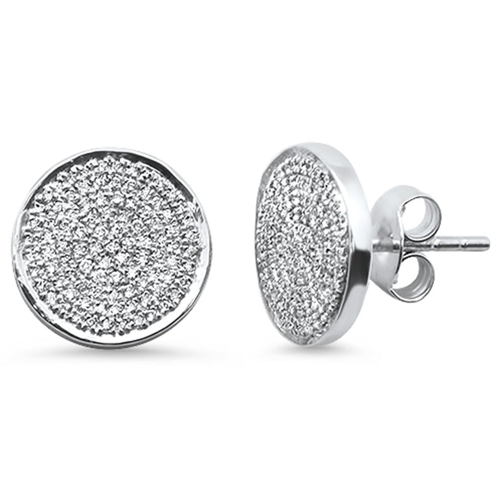 .38ct 14kt White Gold Round DIAMOND Circle Disc DIAMOND Stud Earrings