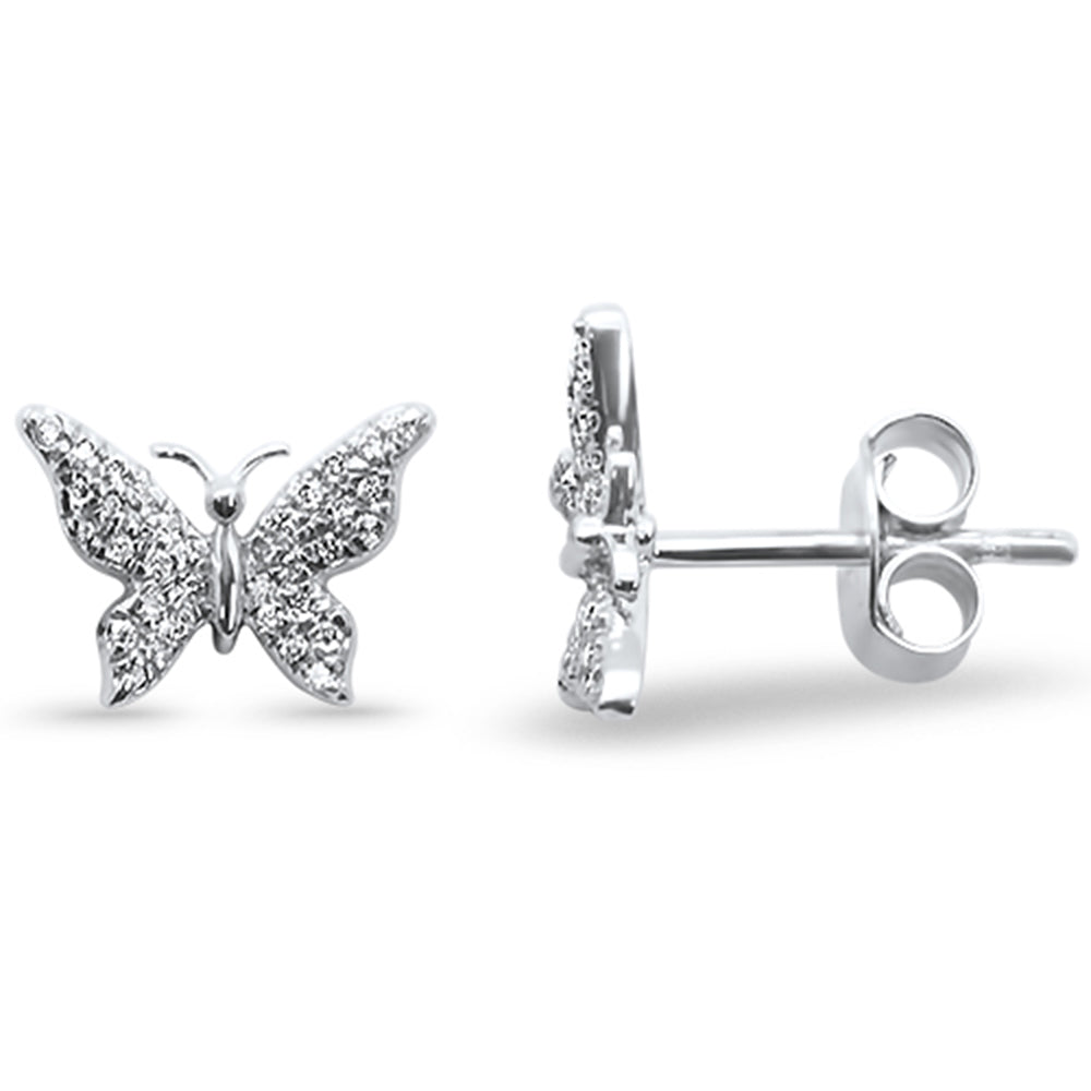 .11ct 14kt White Gold Butterfly DIAMOND Stud Earrings