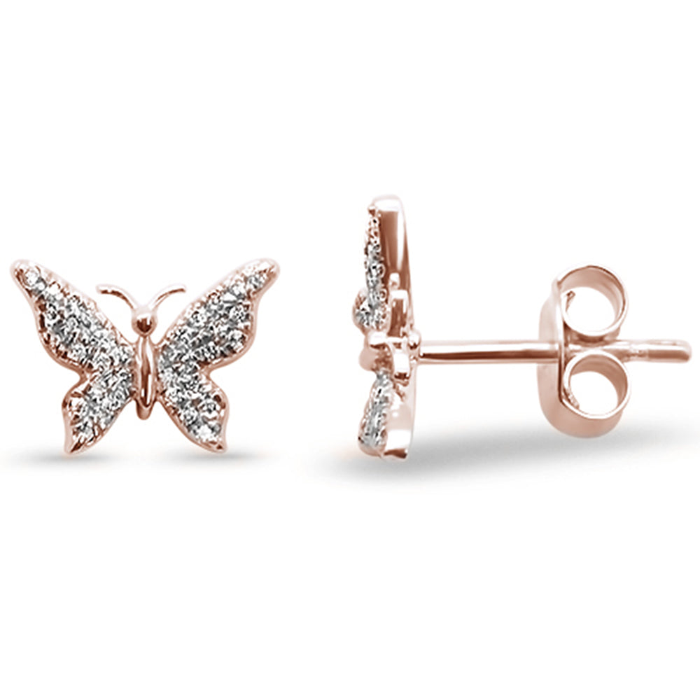 .11ct 14kt Rose Gold Butterfly DIAMOND Stud Earrings