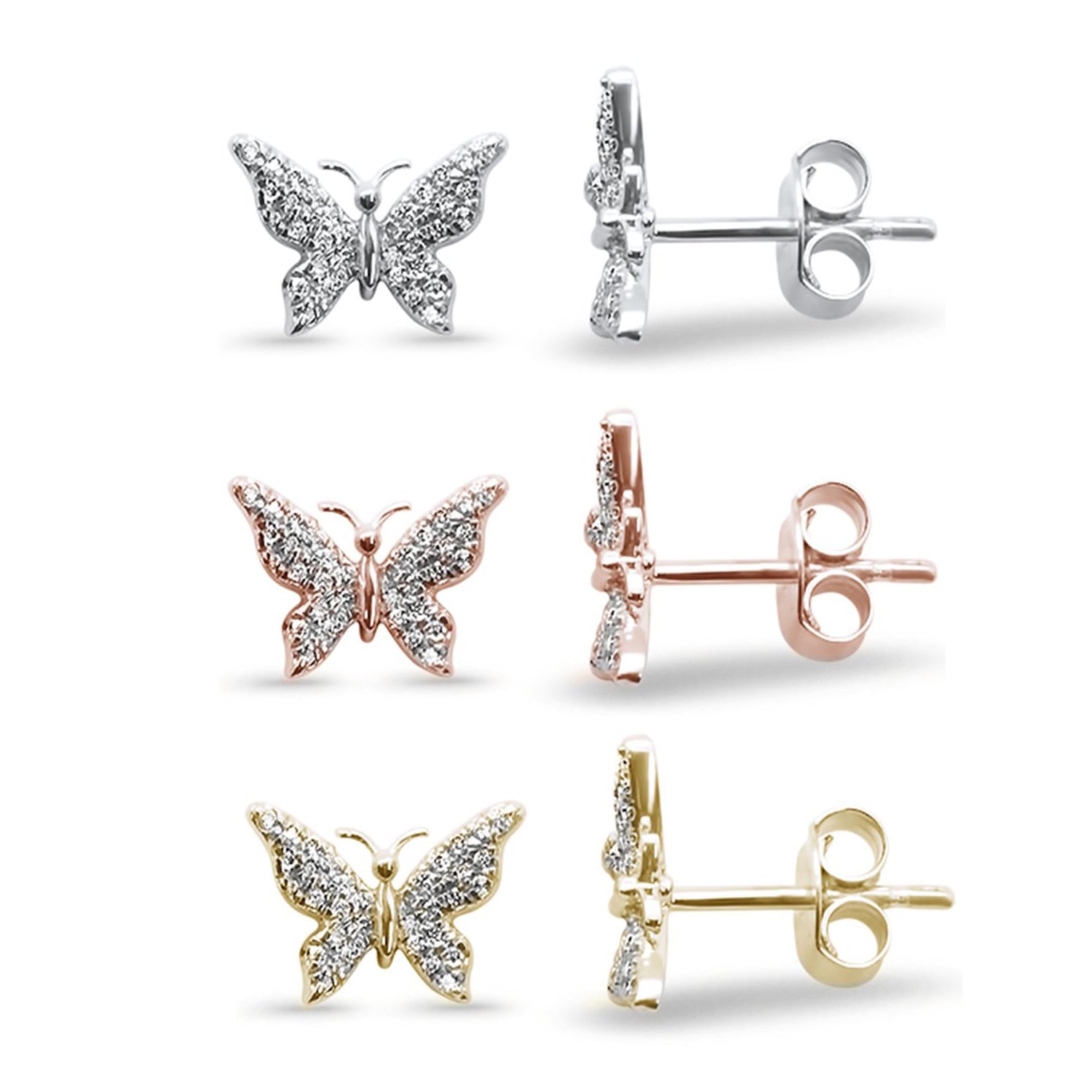 SPECIAL!   .11ct 14kt GOLD Butterfly Diamond Stud Earrings