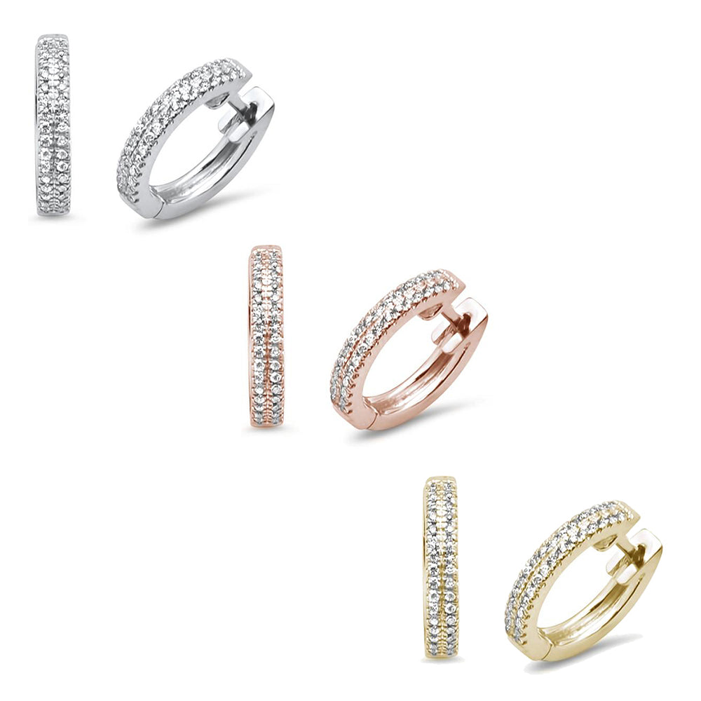 ''SPECIAL! .14ct 14kt White GOLD Trendy Diamond Hoop Huggie Earrings''