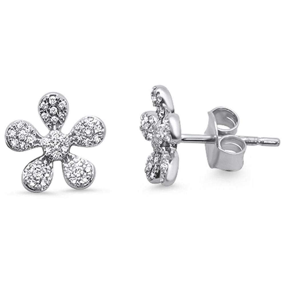 .17ct 14kt White Gold Cute! Trendy FLOWER Diamond Stud Earrings