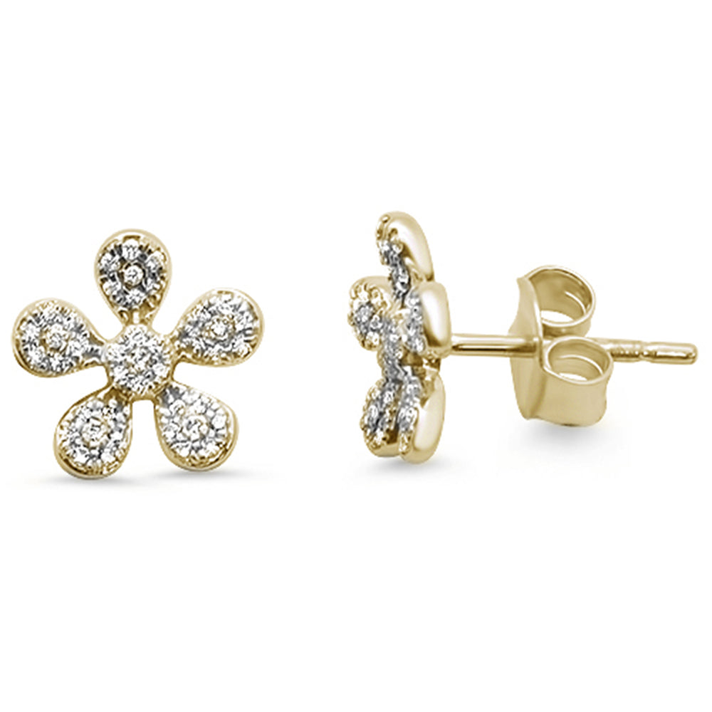 .17ct 14kt Yellow Gold Cute! Trendy Flower Diamond STUD EARRINGS