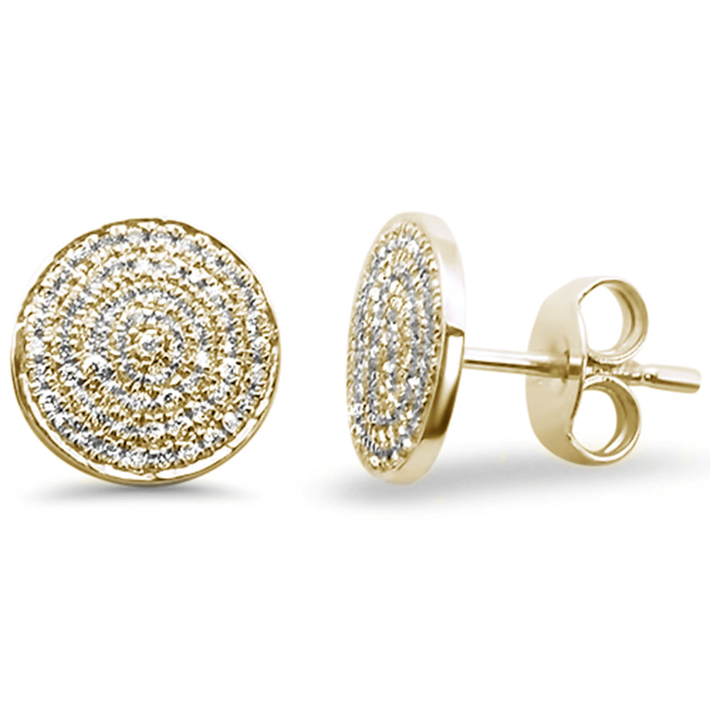 .22ct 14kt Yellow GOLD Micro Pave Disc Diamond Earrings