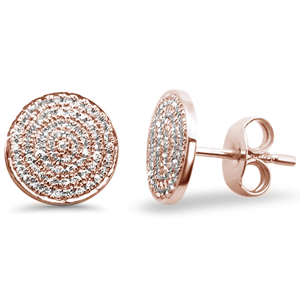 .26ct 14kt Rose Gold Micro Pave Disc DIAMOND Stud Earrings