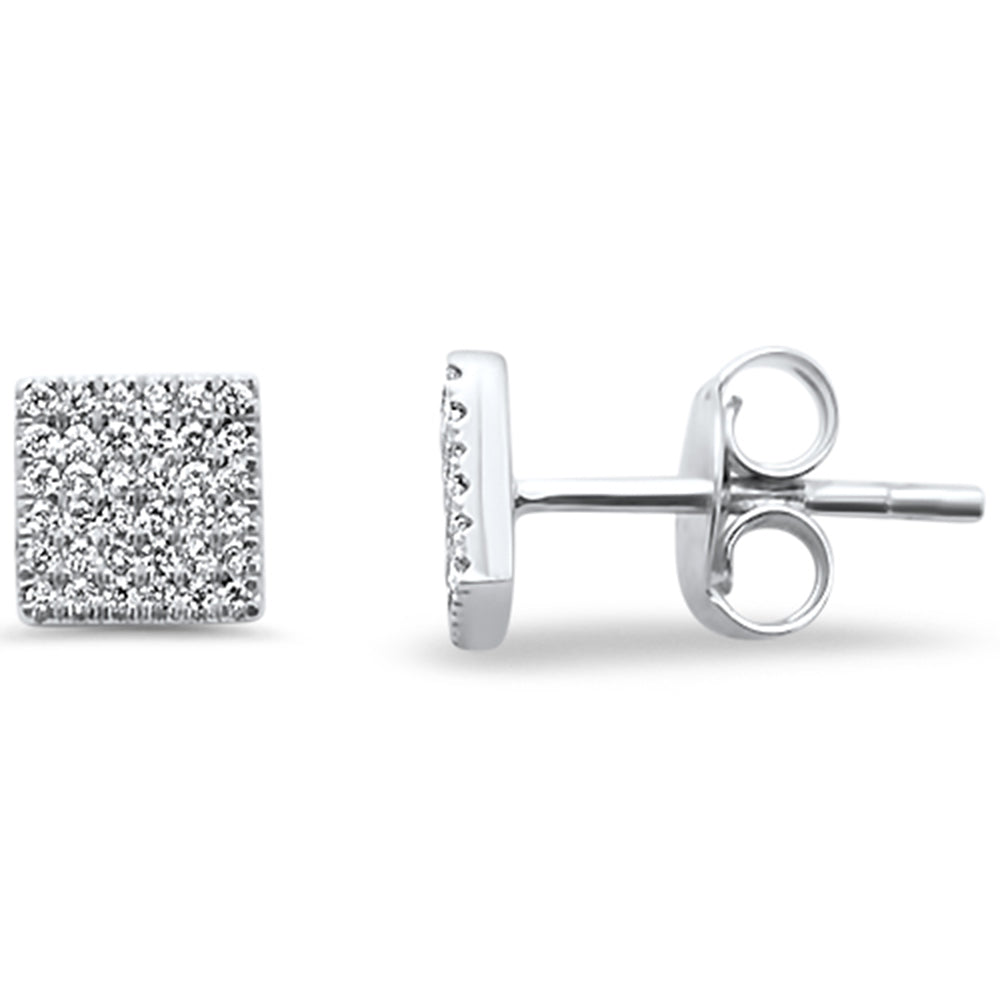 DIAMOND CLOSEOUT! .12ct 14kt White Gold Trendy Square DIAMOND Stud Earrings