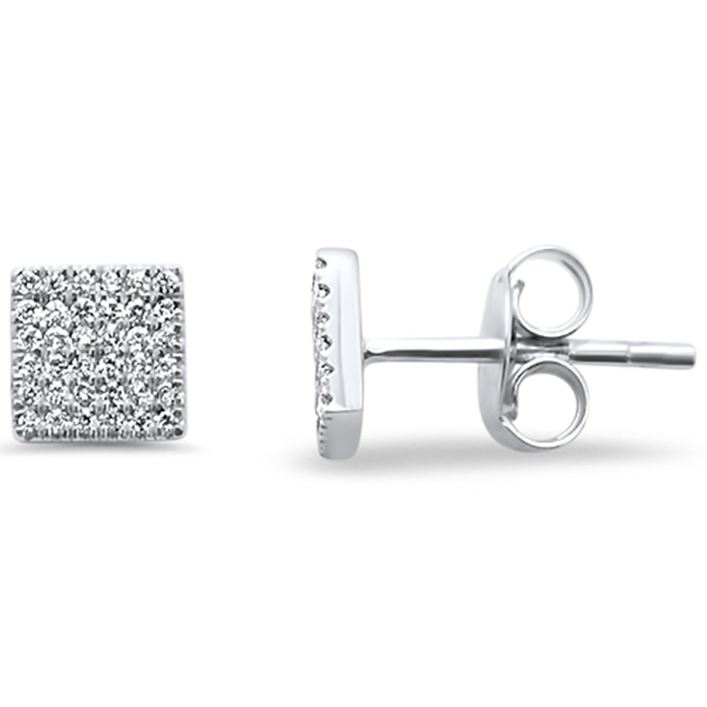 .12ct 14kt White GOLD Trendy Square Diamond Stud Earrings