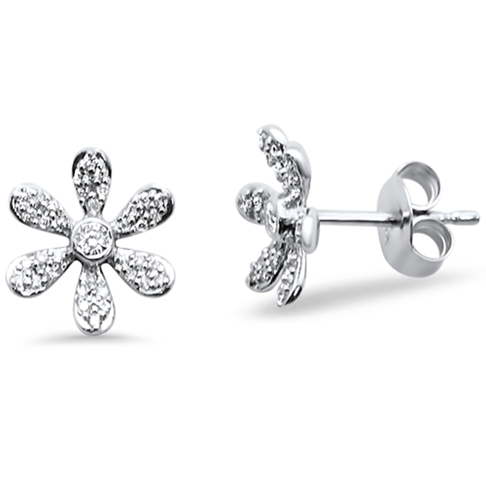 .20ct 14kt White GOLD Diamond Trendy Flower Stud Earrings