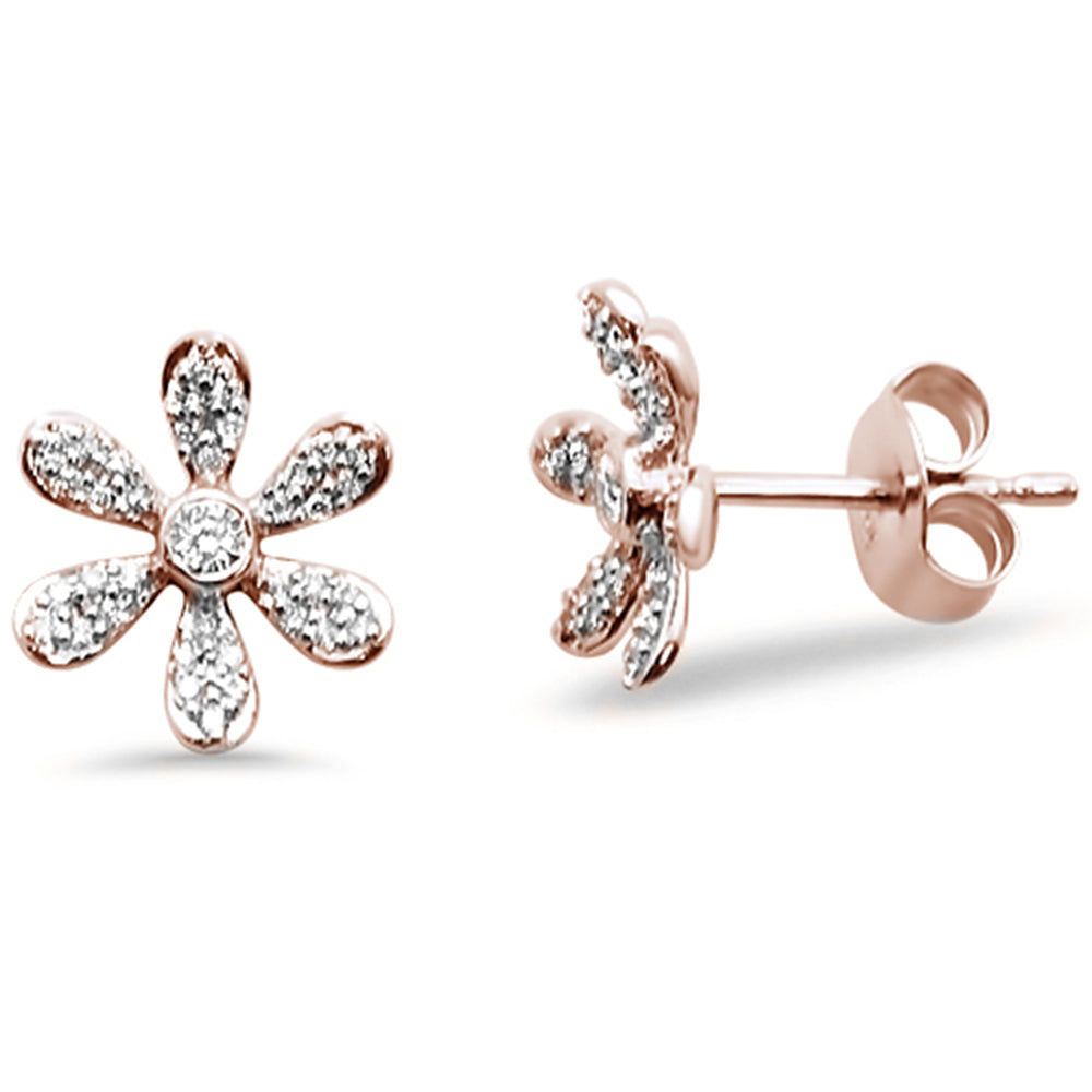.20ct 14kt Rose Gold Diamond Trendy FLOWER Stud Earrings