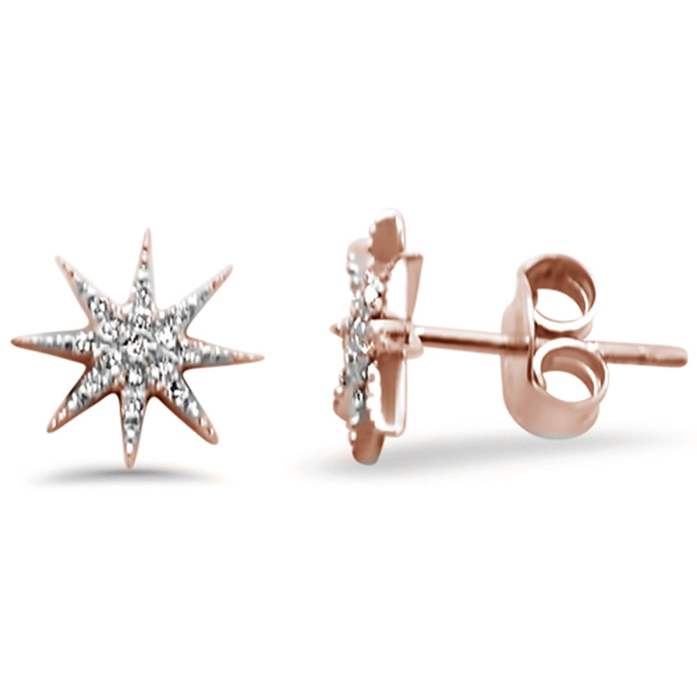 .10ct 14kt Rose GOLD Trendy Starburst Diamond Stud Earrings