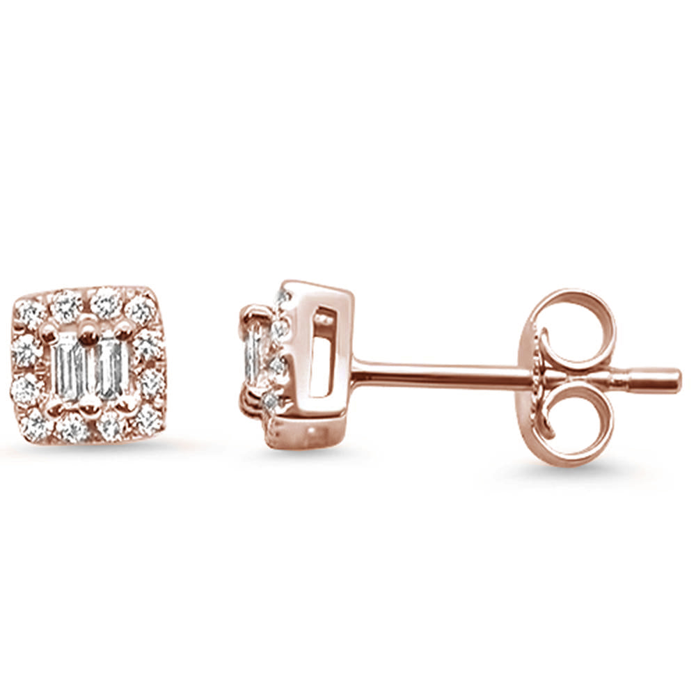 .13ct 14K Rose GOLD Modern Square Diamond Earrings