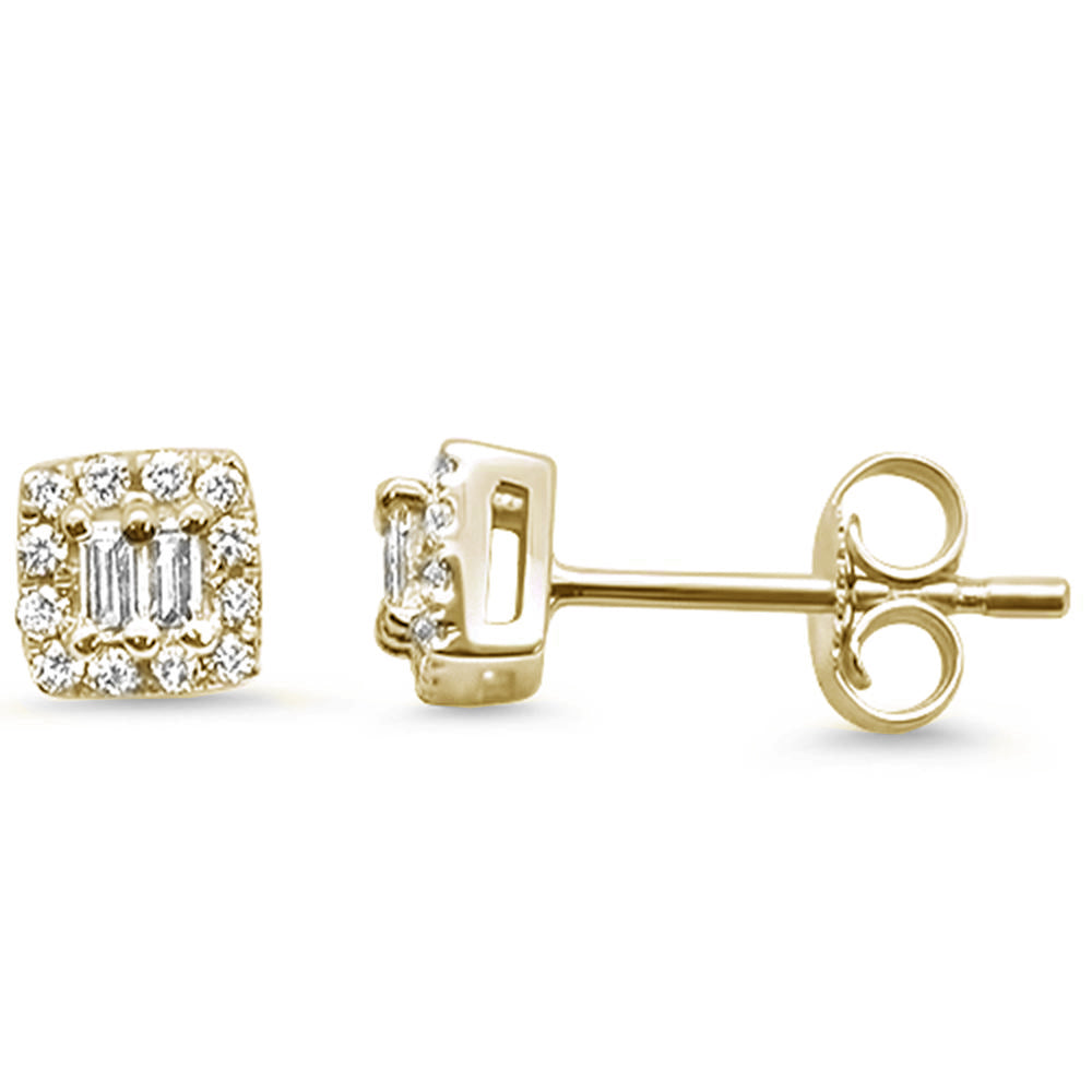 .20ct 14K Yellow GOLD Modern Square Diamond Earrings